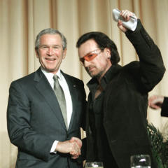 Bono posing with a nice retarded gentleman from Texas