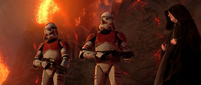Palpatine and Clonetroopers on Mustafar