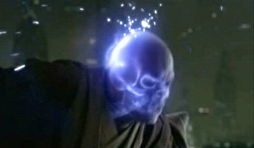Mace Windu being blasted with Force lightning